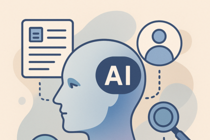 Illustration of AI integrated into hiring and recruitment technology systems